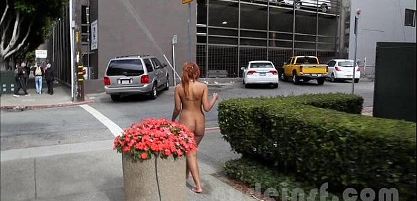  Nude in San Francisco  Hot black teen walks around naked